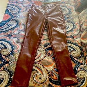 Sexy faux Leather pants lined for easy wear. High rise, vegan leather pants.